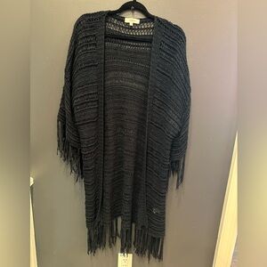 Umgee | Black Fringe Knit Poncho | M/L